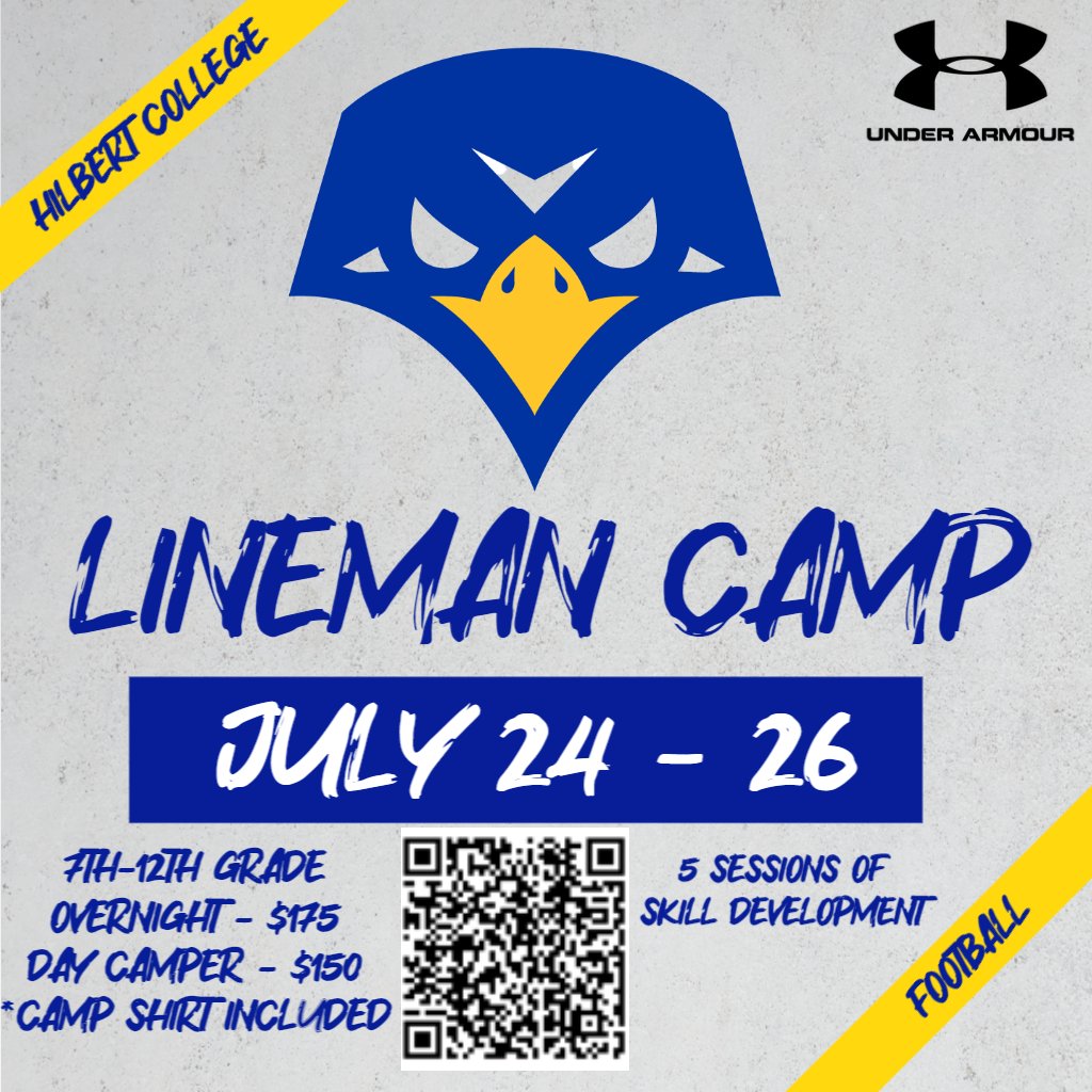 33 days to our first ever Lineman camp! All 7th-12th graders are welcome! Come get a ton of skill development on both sides of the ball and showcase your talent! Register today:

hilbert.myrec.com/info/activitie…

@_CoachTidwell @CoachSpit47 @ted_egger @CoachBitka