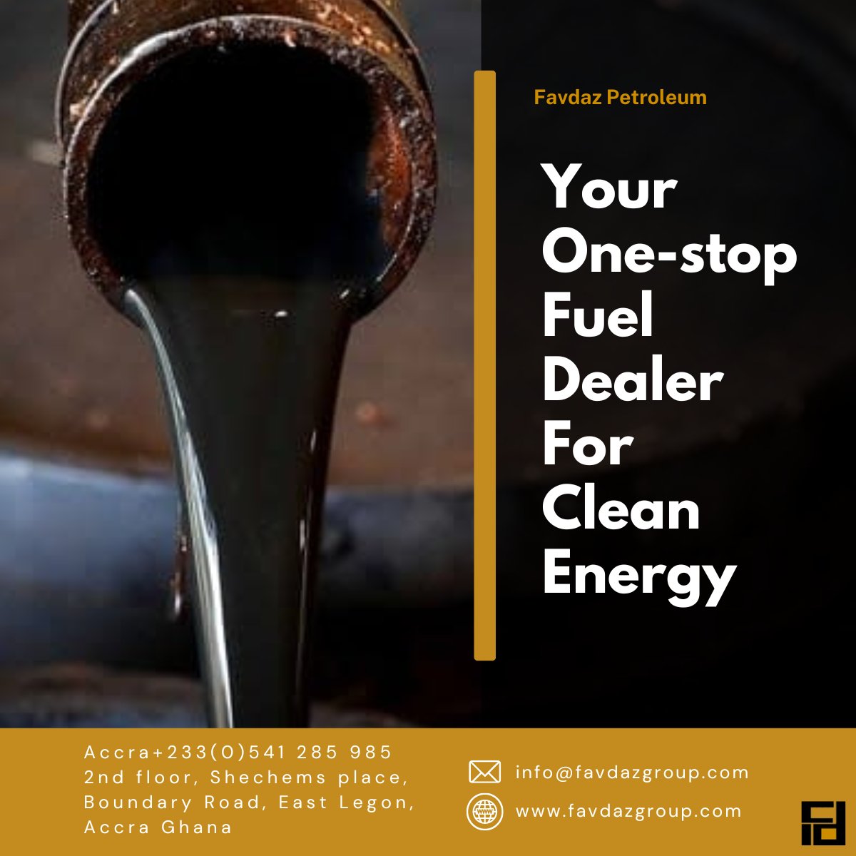 🌟Favdaz Petroleum - your one-stop fuel dealer for clean energy! 💚🛢️⛽️

Join the #FavdazPetroleum family and experience unparalleled service in clean fuel distribution! 🤝✨

#CleanEnergy #FuelDealer #PoweringCommunities #FuelDistribution
#accrafuel