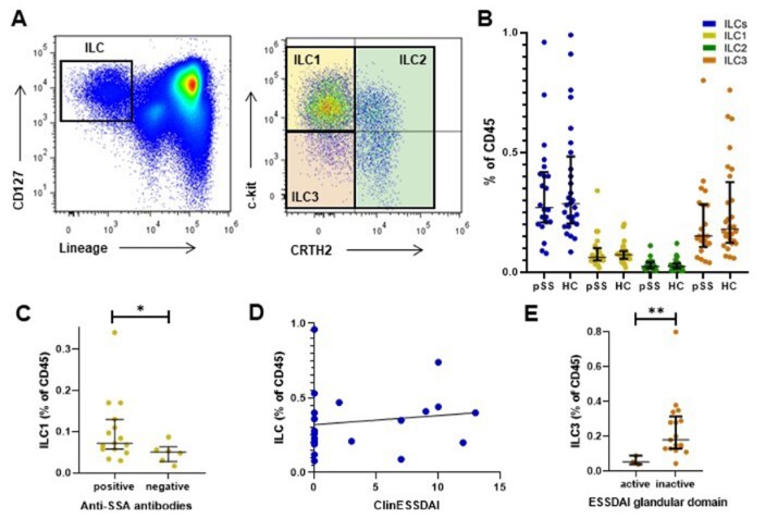 Interested in Innate Lymphoid Cells? Check out our latest manuscript on Sjögren syndrome:

▶️ ILC1 associated with anti-SSA, ILC3 negatively associated with glandular swelling
▶️ ILC3 frequency elevated in infiltrates in minor salivary gland tissues

🔗 rmdopen.bmj.com/content/9/2/e0…