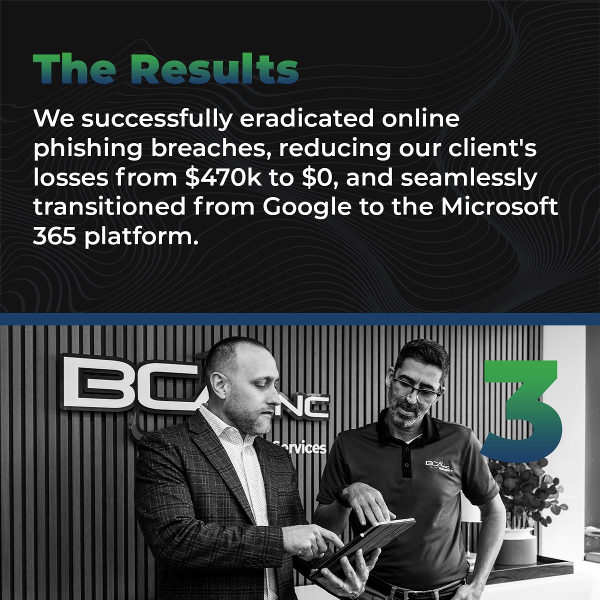 Delighted to share that at BCA, we've successfully eliminated phishing breaches for one of our clients, bringing bank account losses from a staggering $470,000 down to zero! 

#manageditservices #itservices #cybersecurity #itsupport #cloudservices #dataprotection