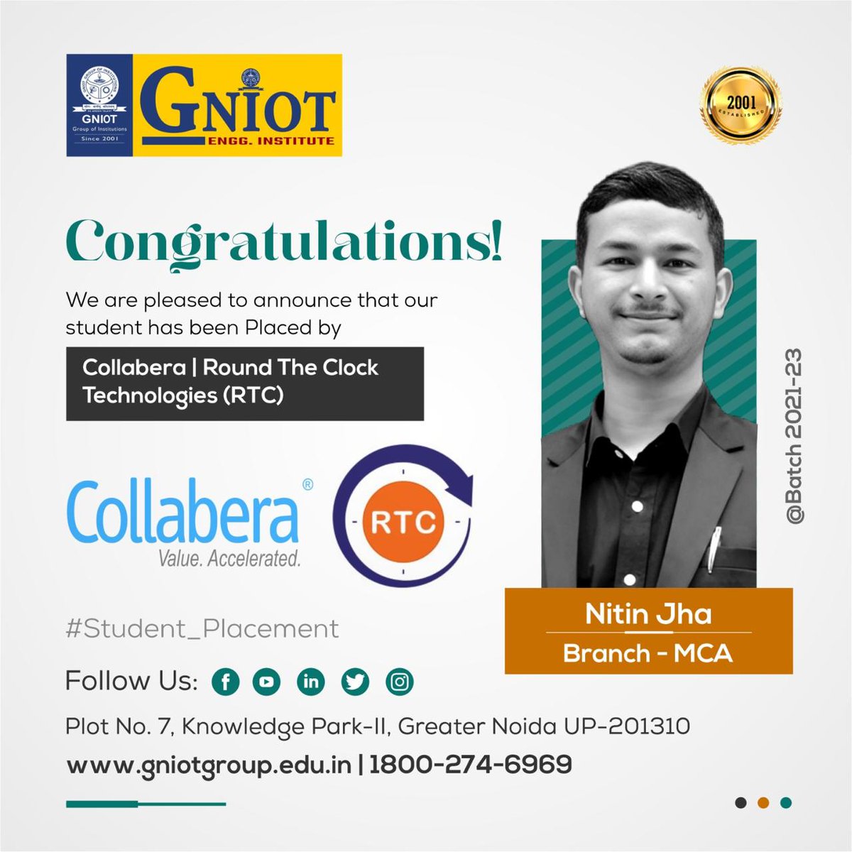 GNIOTCollege's tweet image. 🎉💼🌟 #Placement2023 🌟💼🎉 GNIOT family congratulates our gems on their collabera placements! We&apos;re proud to see them take the first steps towards a bright future. Best wishes for their endeavors! 🎓👏
#GNIOT #GIMS #GIPS #MBA #PGDM #ShapingTheFuture #Placement #collabera