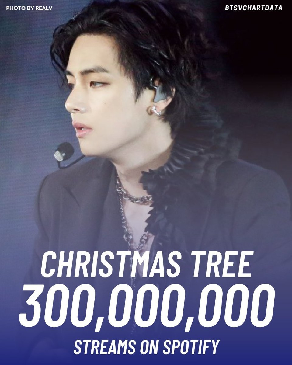 Christmas Tree by V has surpassed 300,000,000 streams on Spotify making it the Fastest Korean OST to achieve this breaking Sweet Night’s record. 

#ChristmasTree300M