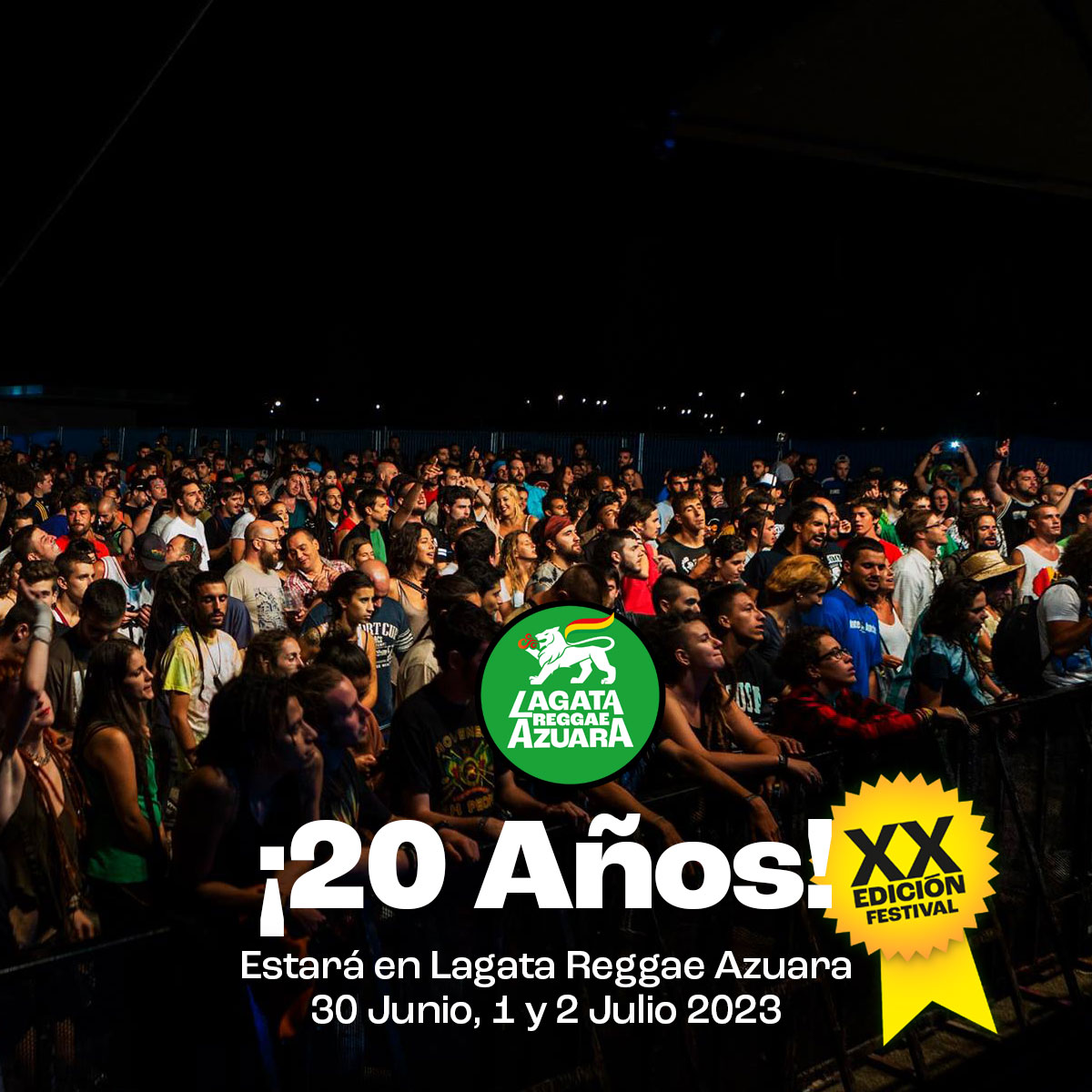 ¡¡Lagata Reggae cumple 20 años!! Apúntate a la celebración!
Conciertos, Acampada, Mercadillo, Actividades del 30 de Junio al 2 de Julio.
Abono completo 35 € lagatareggaefestival.com/entradas
#azuara #campodebelchite #zaragoza #lagatavajunto #reggaefestival #reggaevibes #reggaemusic