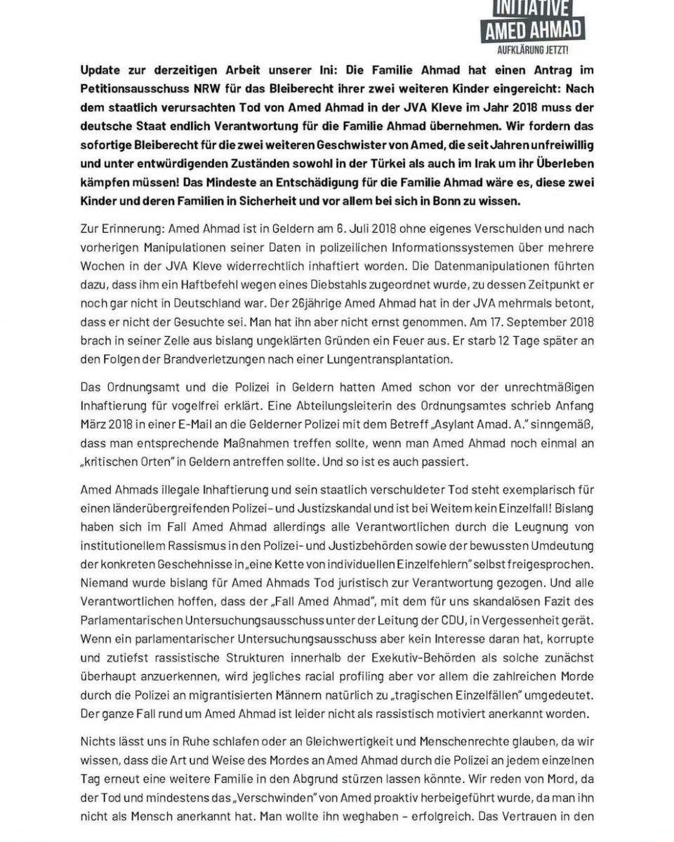 AmedAhmad_Ini's tweet photo. Die Familie Ahmad hat ein Petitionsverfahren zur Familienzusammenführung gestartet. Wir fordern das sofortige Bleiberecht für zwei weitere Geschwister von Amed, die seit Jahren unfreiwillig und unter entwürdigenden Zuständen sowohl in der Türkei als auch im Irak leben müssen. https://t.co/KdA2ieFX2t