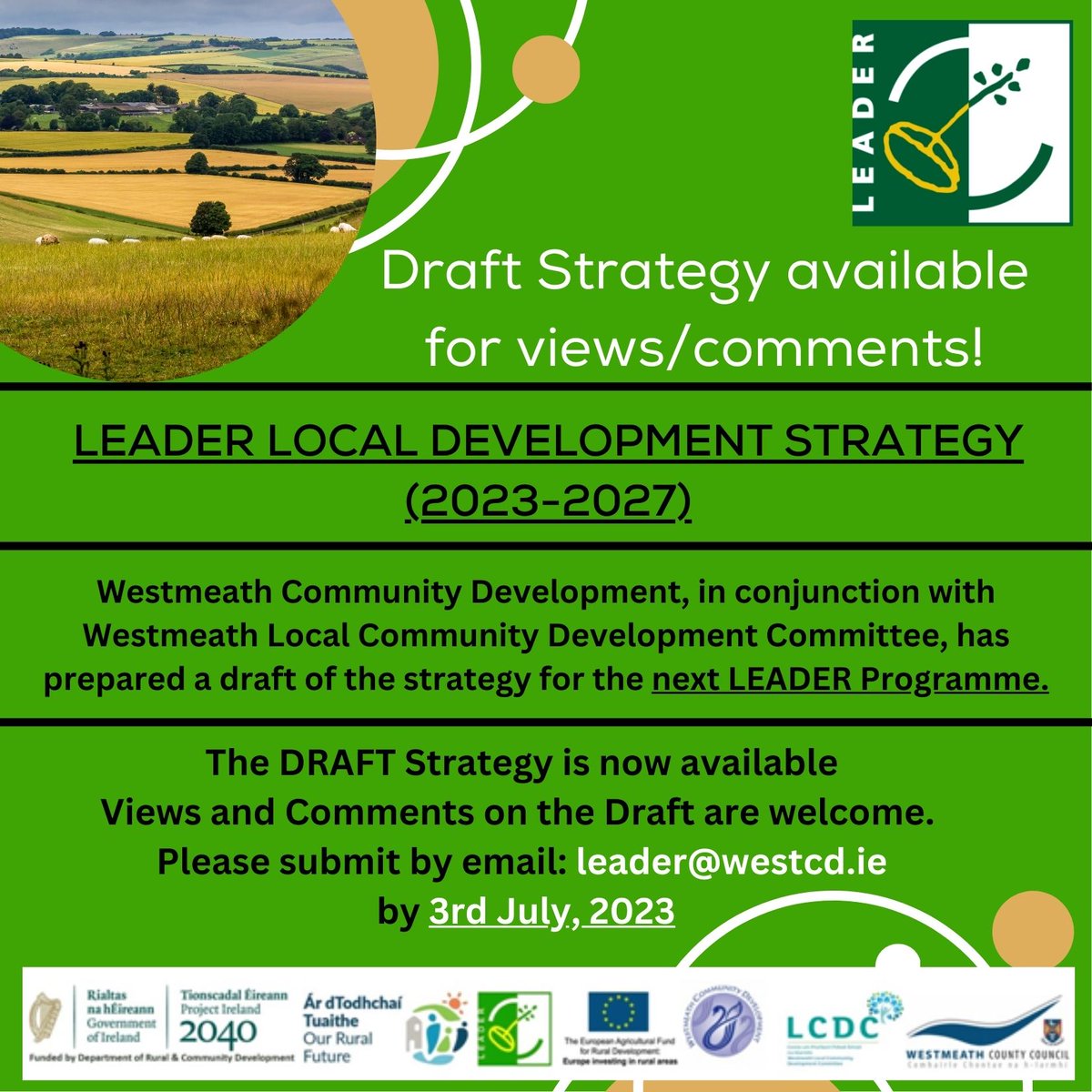 Draft #leader Local Development Strategy (2023-2027) available to review here bit.ly/46sO9kH
Views & comments welcome

#yourvoice #yourcommunity #ourruralfuture