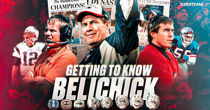 The33rdTeamFB's tweet photo. We recently had Bill Belichick on for an exclusive interview to discuss:

🔹 His career journey
🔹 Coaching some of the greatest ever
🔹 What he would do if not coaching
🔹 The current #Patriots defense 

Full interview ⬇️