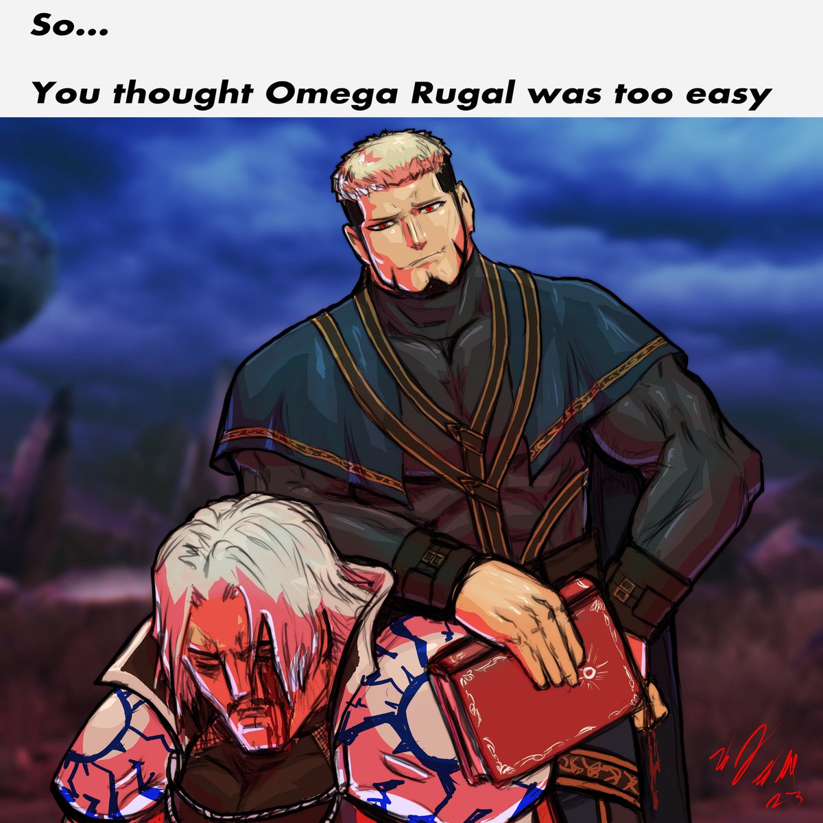 Well, although you can cheese him out, he most definitely is harder than Omega Rugal. His winning quote for Rugal,  Yama, &Shermie interested me. SNK was definitely listening.
#goenitz #omegarugal #kofxv #thekingoffighters #fgc #fightinggames #fightinggamecommunity