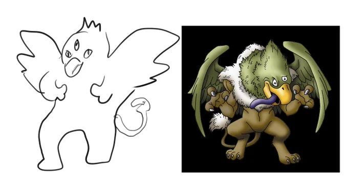 これは私が記憶だけで描いたエビルホーク。