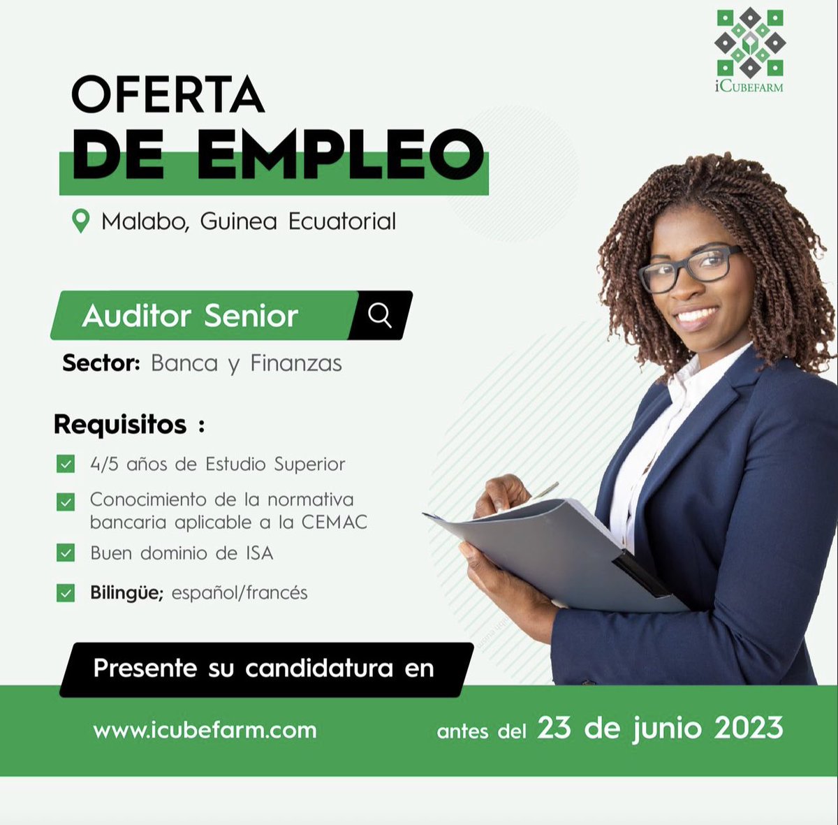 Si está preparado para asumir un papel de liderazgo y aportar sus ideas, ambición y empuje al equipo, ¡no deje pasar esta oportunidad! Date prisa y presenta tu candidatura a través de lnkd.in/exHjYtPe 
#OfertaDeTrabajo #GuineaEcuatorial #SeniorAuditorJob #WeAreHiring
