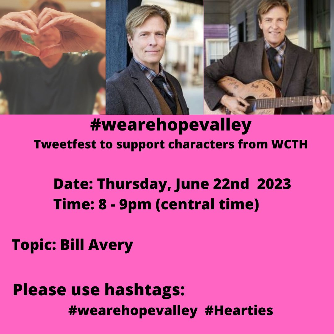 Reminder for Tweetfest Thursday #Hearties 

Hope to see you there! 💖💖

#wearehopevalley #whencallstheheart #WCTH @JackWagnerhpk