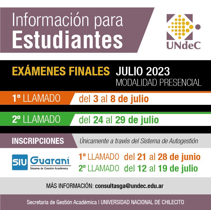 TiceUndec's tweet photo. 📆 La Secretaria de Gestión Académica informa que se encuentran disponibles los turnos de exámenes correspondientes a julio 2023.
👉 Consulta el cronograma de tu carrera en https://t.co/OfyAF51BSN
#SomosTICE
#UNdeC https://t.co/s6wWTnp7C4