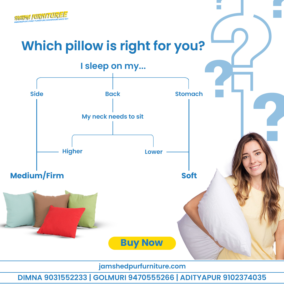 क्या आपको अक्सर गर्दन में दर्द होता है? 🤔😣
➡तो यह आपके PILLOW के कारण हो सकता है। 😓

सिर और गर्दन के posture को correct बनाए रखना आपकी नींद के लिए महत्वपूर्ण है। 😴💤

🚪 Locations ▶ Dimna, Golmuri aur Adityapur

#pillow #pillowdesign #decor #cushioncover #sharmafurnituree
