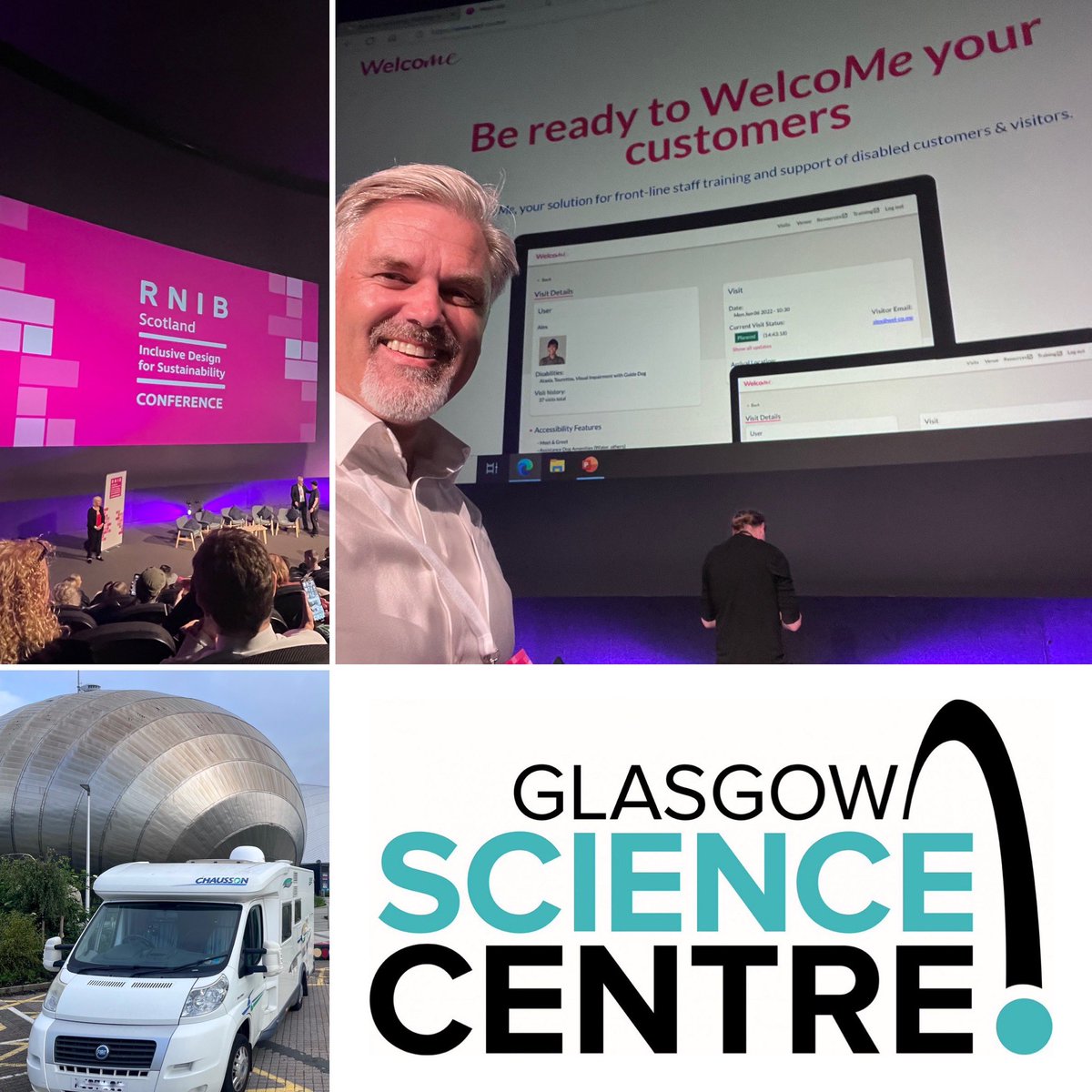 Travelling with my home on my back gives me amazing opportunities to attend the most exciting events. Today I’m super proud to present @WelcoMe_CS to delegates @RNIB #InclusiveDesign conference at a super WelcoMe venue, Glasgow Science Centre @gsc1. #AllWelcoMeNow with #Tech4Good