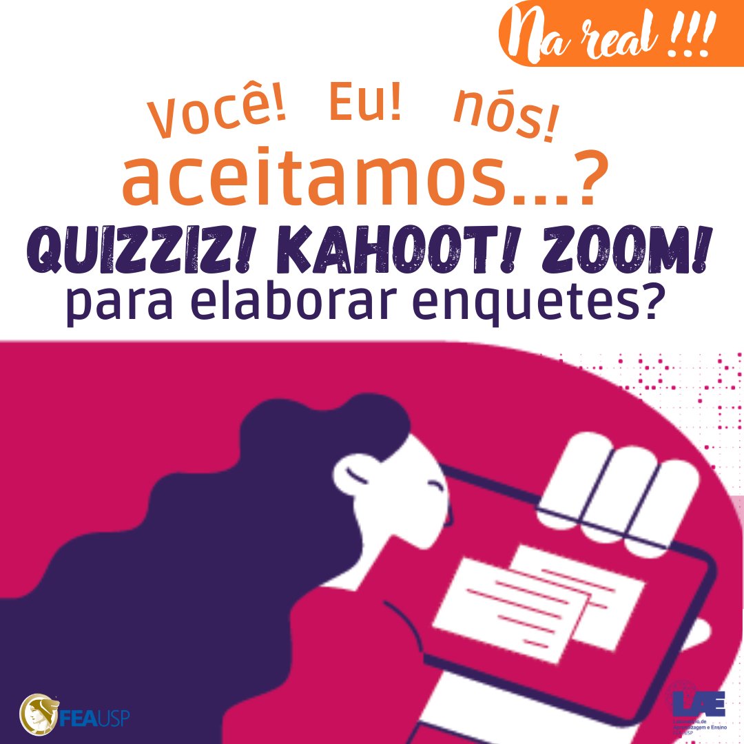 LAE_FEAUSP's tweet photo. A professora Ticiana Braga De Vicenzi traz neste artigo um passo a passo para formularmos enquetes nessas três ferramentas dinâmicas, com funcionalidades específicas para interatuar com os estudantes. Saiba mais na página 91 do nosso e-book!
Link e-book: https://t.co/5UYY5Dvfhs https://t.co/ginUNR05n6