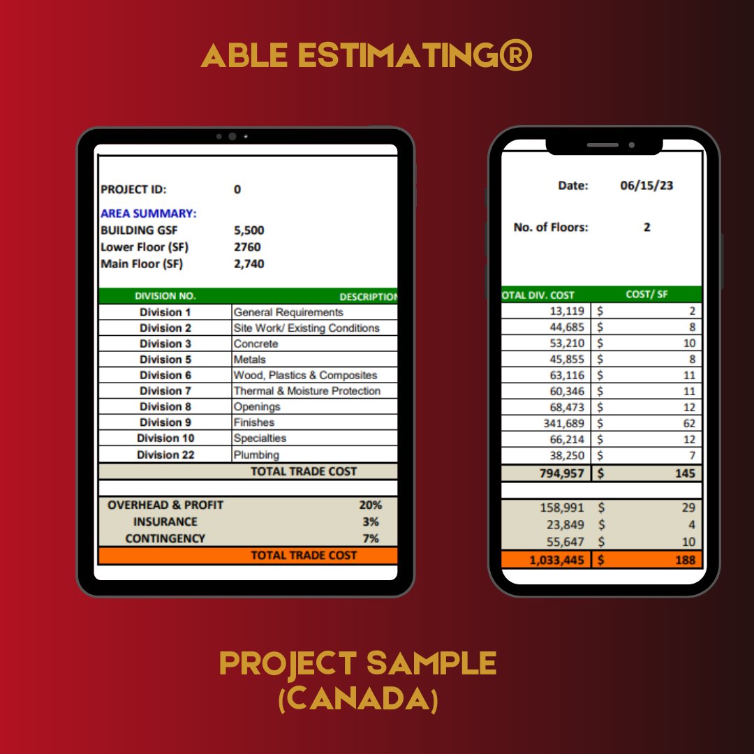 We're excited to share our latest project from Canada with you. Check it out now!

ABLE Estimating® || ableestimating.com || 786 872 7179 

#Canada #constructionworker #constructionnews #electrical #plumbing #estimates #wednesdaythought
#goodwednesday #northernhemisphere