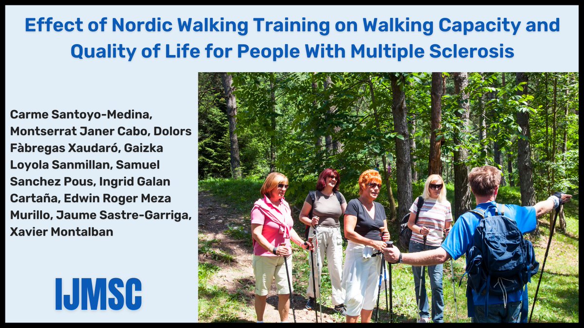 #Rehabilitation programs that aim to increase #PhysicalActivity levels in persons with #MultipleSclerosis may consider incorporating #NordicWalking, an inclusive modality that allows enjoyment while exercising in #community.
doi.org/10.7224/1537-2…