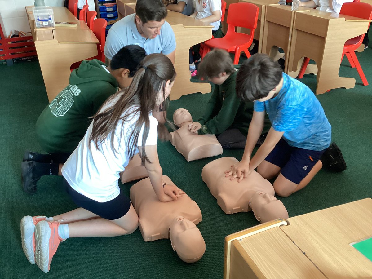 We have learnt valuable first aid skills this afternoon with Chris from @youredgetrain . We were all able to practise performing CPR and feel confident using DRS ABC. Thank you!