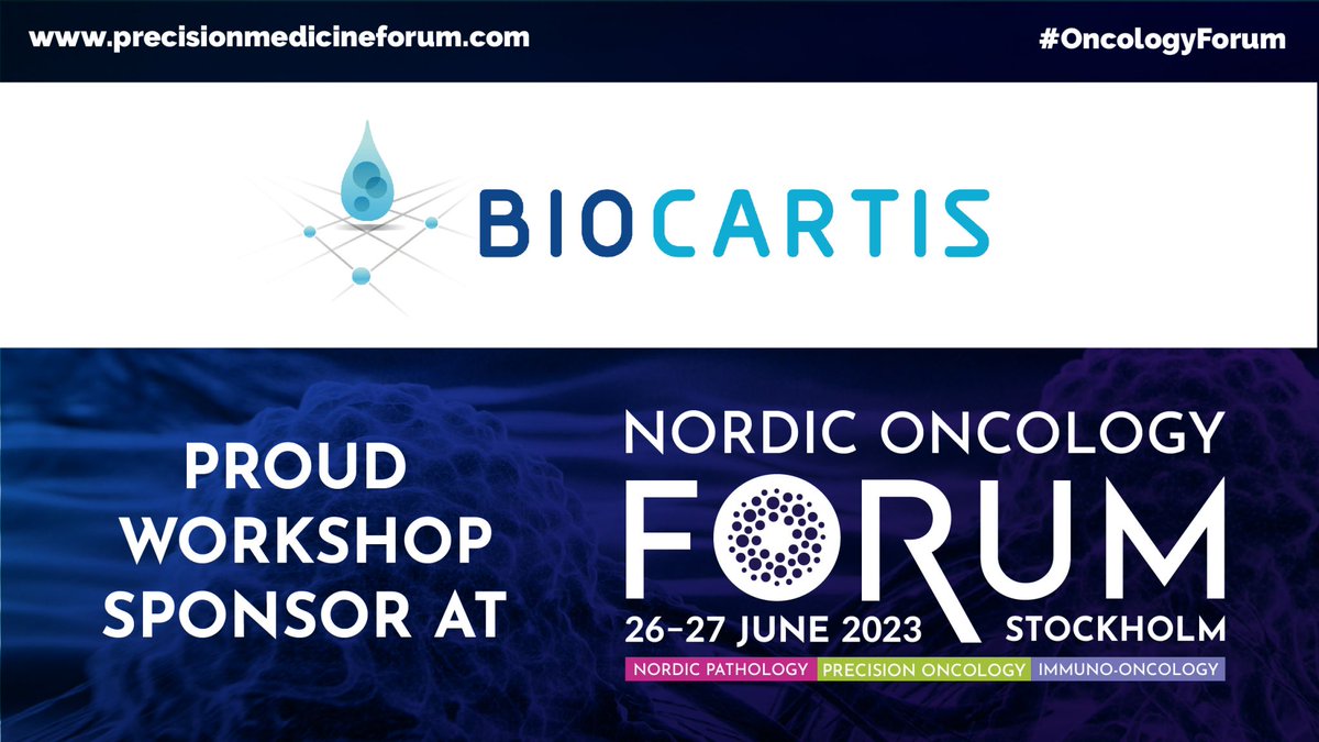 📆 Come meet us LIVE at the Nordic #OncologyForum in Stockholm, Sweden and join our workshop on Monday 26 June 2023 at 05:15 pm CEST with expert speakers Dr. Linea Melchior, Lize Bollen and Martin Nielsen. See agenda and registration👉 biocartis.com/en/about-us/ev… #PrecisionOncology