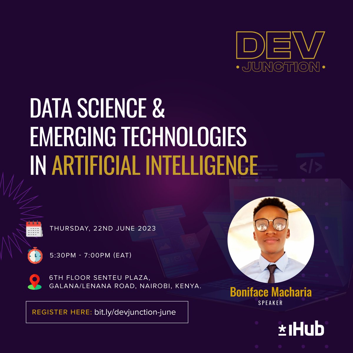 TechafricaData's tweet photo. Join us tomorrow at I hub santeau plaza 6th Floor as we talk about the emerging technologies in the #artificialintelligence. We will also be talking about #datascience and how we can unleash the power of #data driven decisions.#Techafricadata #data #devjunction #ihub #Tadac https://t.co/u4SnmDNnAD