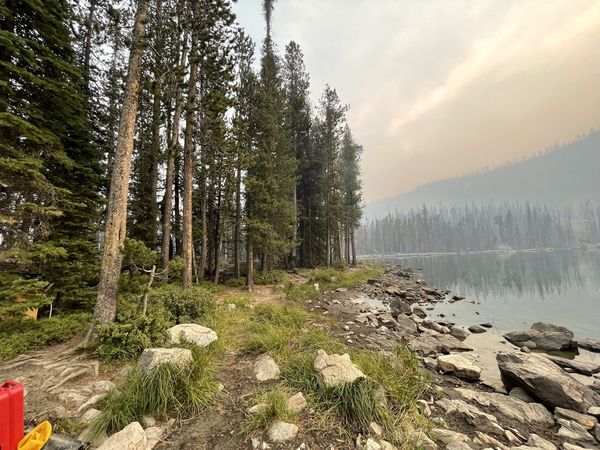 salmonchallisnf's tweet photo. Work begins today at Wallace Lake Campground. Currently the area is unsafe because of the danger of dead or damaged trees falling as a result of the #MooseFire. Crews will be working to remove hazard trees as part of the restoration process for the CG.
📸Wallace Lake 9/22 https://t.co/4pQsjFg8qC