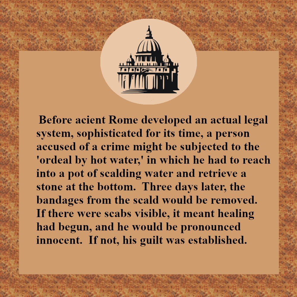 Before ancient Rome, they had 'trial by ordeal'.  If we lose the rule of law, this may be where we're heading!  
#churchhistory, #CatholicTwitter, #Catholic