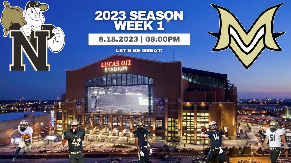 !Under the bright lights and on the biggest stage!

Your Noblesville Miller Football Team will face off against the Mt. Vernon Marauders in the season opener at Lucas Oil,  August 18th at 8:00pm!

#GoMillers #LetsBeGreat