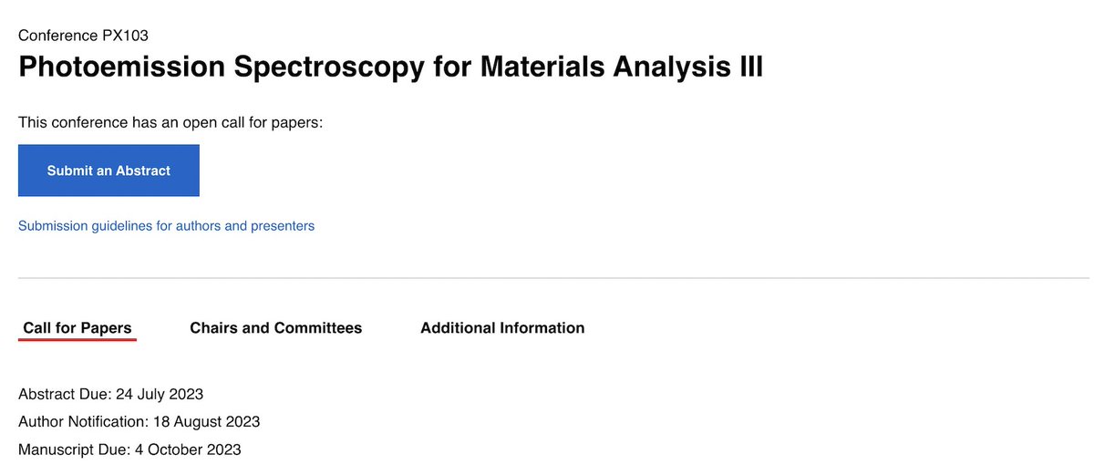 The deadline for the SPIE Photonex conference has been extended to July 24! Please consider applying if you work in the field of X-ray Photoelectron Spectroscopy (experiments or theory) - spie.org/PX23/conferenc…