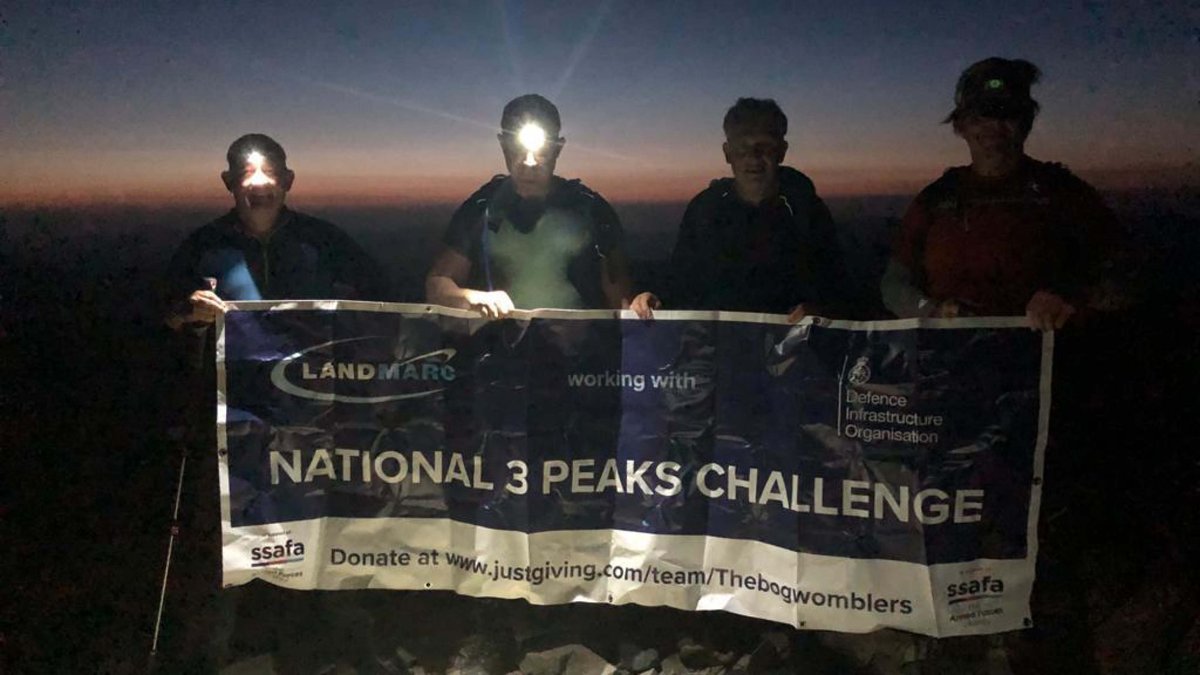 Well done to the #BogWomblers! This #Landmarc & @mod_dio team has climbed the #NationalThreePeaks in under 24hours, raising over £1,500 for @SSAFA. Here’s the JustGiving Page if you are able to make a donation: rb.gy/gzfhy
#SSAFA #ArmedForces #TeamLandmarc #Landmarc20