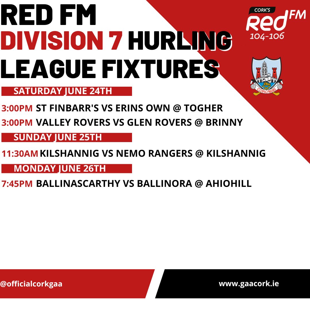 Cork GAA on Twitter "All final round fixtures in divisions 4 to 7 are