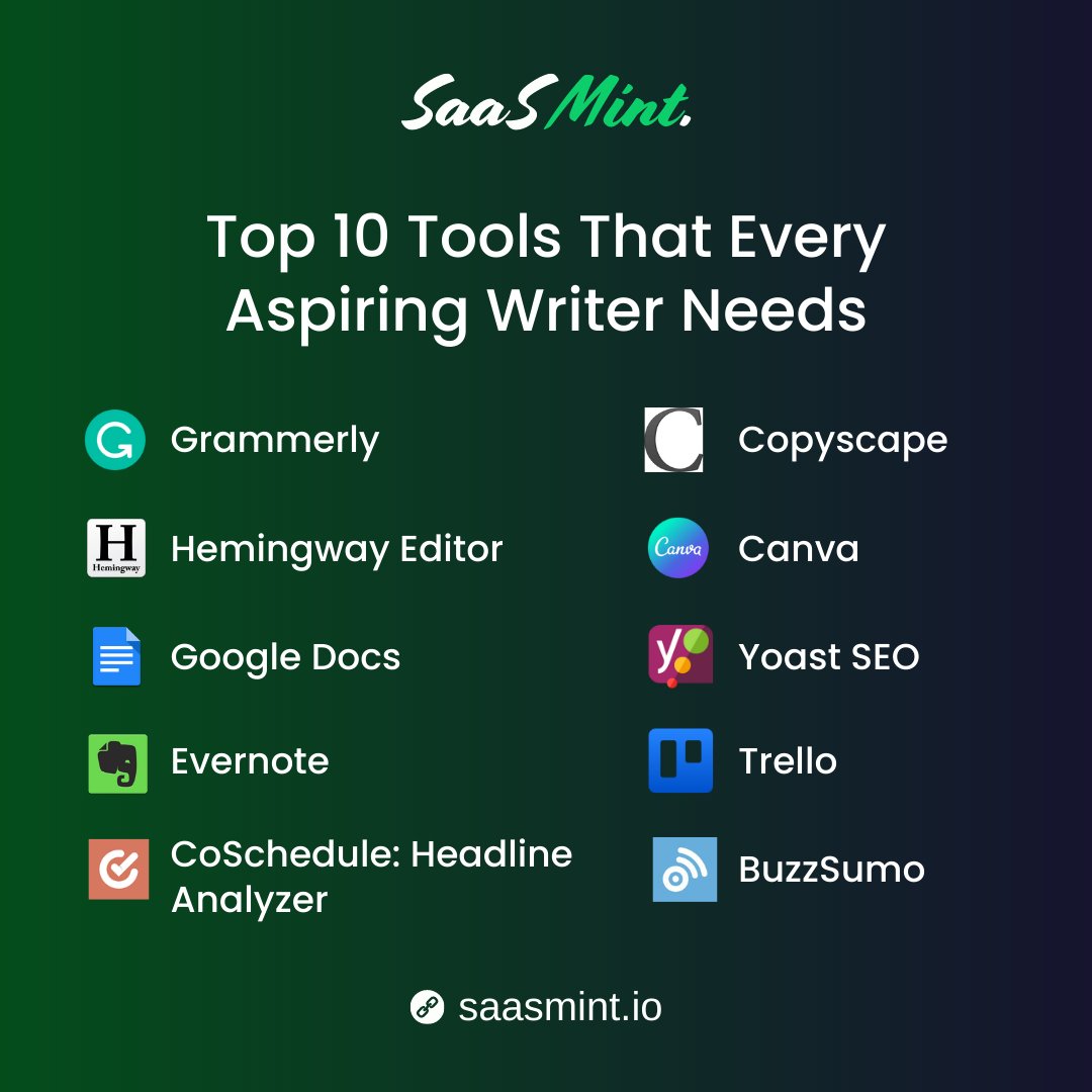 Ready to take your content writing skills to new heights? 📝💥 Try out these tools and watch your writing soar! ✨

#contentwriting #writingtools #grammerly #hemingway #hemingwayeditor #googledocs #evernote #coschedule #copyscrape #canva #contentwriter #contentwriters #saasmint