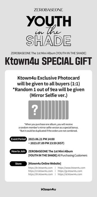 mugly03's tweet photo. [HELP RT]
🌹 OPEN PREORDER (PO) ZEROBASEONE The 1st Mini Album 
[𝐘𝐎𝐔𝐓𝐇 𝐈𝐍 𝐓𝐇𝐄 𝐒𝐇𝐀𝐃𝐄]

💸 KTOWN4U = 250K/ver Dp 150K/ver

✅ POB Ktown
✅ est BERSIH INA (inc ems tax)
✅ est 500gr
📍 Semarang, Jateng
🥑 Ada GO https://t.co/dHzzQMhtOd