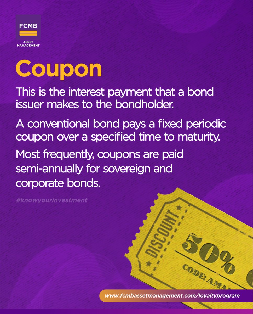 Financial term of the week! 

The coupon payment is a key component of a bond's cash flow and is one of the factors that determine the bond's yield. 

Bond issuers make coupon payments to fulfil their obligation to pay interest to bondholders as specified in the terms of the bond