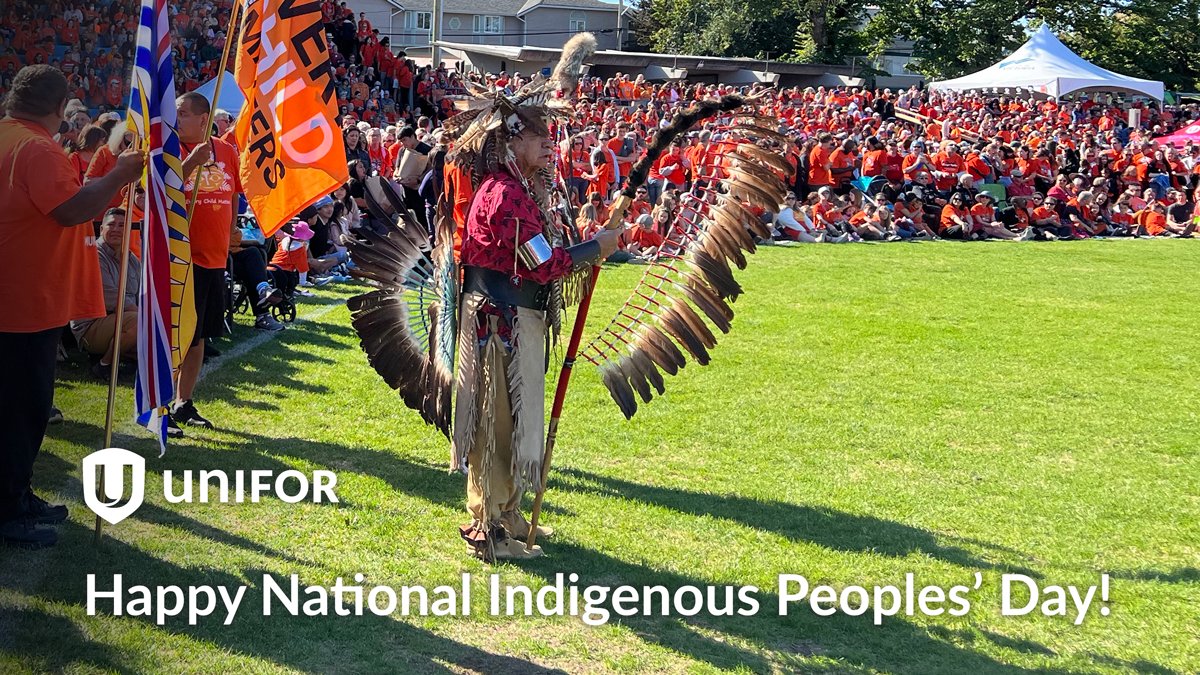 Happy National Indigenous Peoples' Day! In Unifor's June 21 statement, member locals are encouraged to reflect on their territorial acknowledgement practices and relationships with local Indigenous communities and organizations. unifor.org/news/all-news/… #NIPD2023