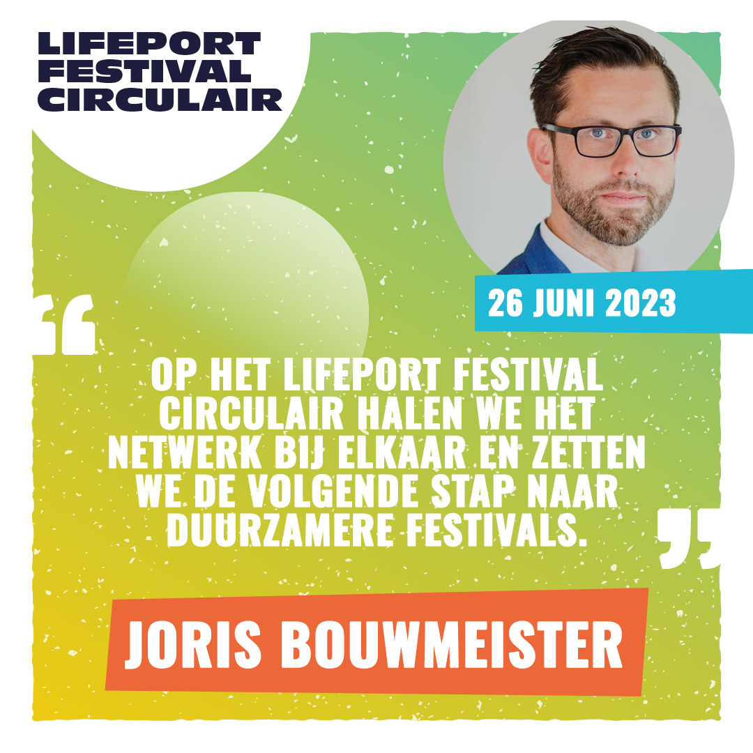 Medeorganisator van het Lifeport Festival Circulair en aanjager van festivalverduurzaming, <a href="/JBouwmeister/">Joris Bouwmeister</a> van het ACBN Evenementenbureau - Stichting Vierdaagsefeesten nodigt je uit mee te denken op zijn sessie op 26 juni 2023. 
lifeportfestival.nl 
 #mkb #lifeport #circulair