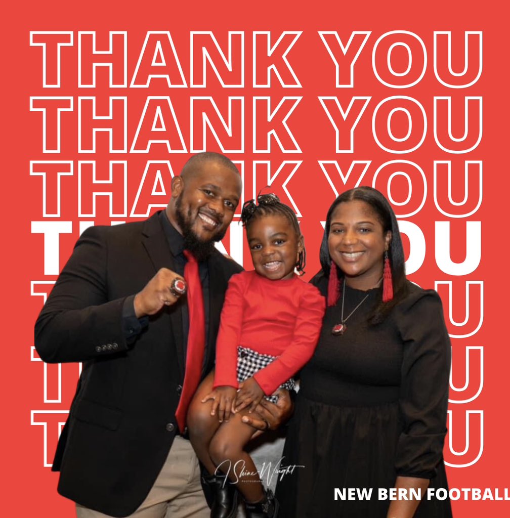 Next leader of Bearball has some big shoes to fill‼️ Thank you, Coach Nowell & Family for making New Bern Football your mission these past four years. Leaving a State Champ but most importantly a Bear for life 🐻🏈❤️