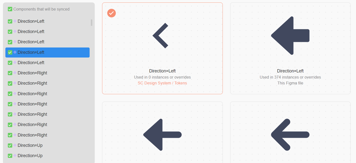 FlorianButour's tweet photo. @oscar_oto Hi ! Sync Whith Librairy Don't get source component name (Only variant props), so it's replace all componants with only one component. May be i do something wrong ? https://t.co/BO9FLcHUGs