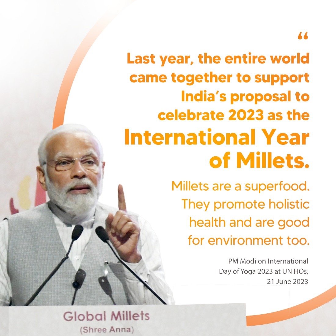 Global unity for a superfood. 

The #IYM2023 promotes wellness and eco-consciousness.
#ModiInUSA