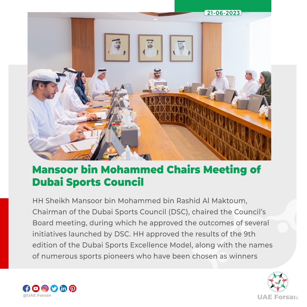 UAE Forsan on Twitter "Mansoor bin Mohammed Chairs Meeting of Dubai Sports Council UAE Dubai