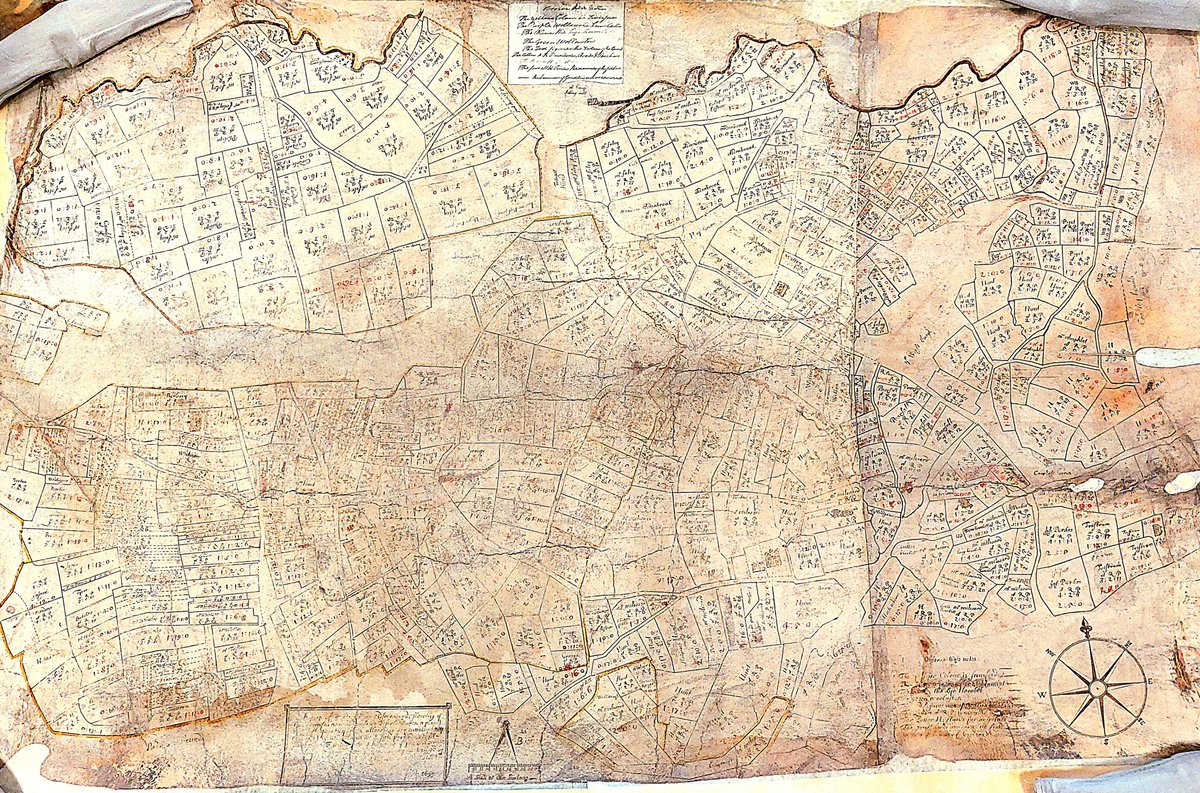 For #WaybackWednesday we have a new accession, transferred from Stourbridge Library, 'A Map of the Parish of #Oldswinford' by Josiah Bach, 1699. It provides surnames alongside ARP (Acres, Roods &amp; Poles). Prominent buildings are depicted such as Wollescote Hall. What can you spot?