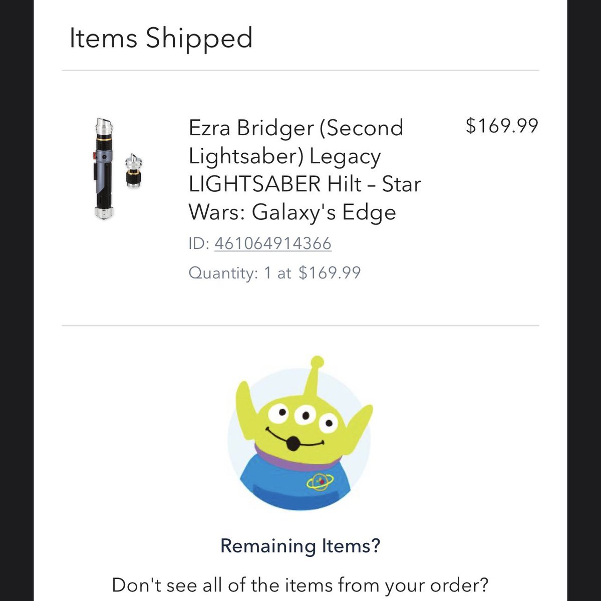 My Legacy Ezra Bridger lightsaber hilt shipped yesterday while I was on the road. Now if they would just list the one from the Halcyon… #starwars #disney #shopdisney #lightsaber #maytheforcebewithyou #rebels #ezrabridger