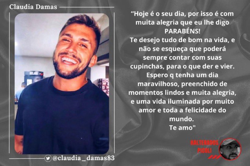 claudia_damas83's tweet photo. Q este seu novo ano seja tempo de renovação, de amor, de muita saúde e realizações. Vc merece td isso e mais!
Te amo @arthurpicoli 

PARABENS ARTHURPICOLI https://t.co/5OppSPVVxc