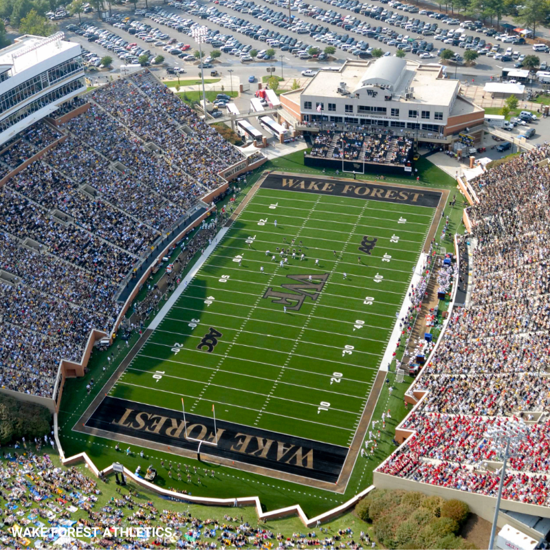SBJ's tweet photo. BREAKING: Allegacy Federal Credit Union acquired the naming rights to Wake Forest's football stadium 🏈 

The school called the deal the largest corporate partnership in Wake Forest’s history, but did not reveal the terms.

Read more from @SmittySBJ ⬇️