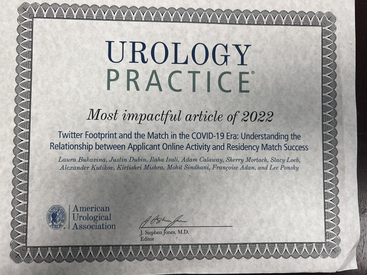Oh look at that 😀 what a great surprise in the mail … thank you @UrologyPractice for the recognition of our study #UroSoMe pubmed.ncbi.nlm.nih.gov/37145779