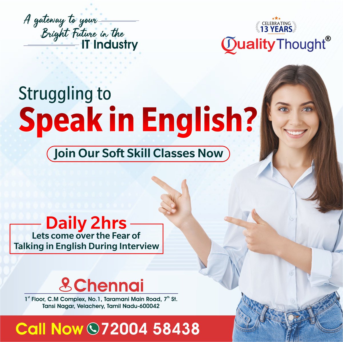 QTTWorld's tweet image. Learn English for Career Development
Quality Thought Chennai is one of the best spoken English training institute and Learn from Professional &amp;amp; Certified Trainers. Enroll Now!
Call - 72004 58438

#spokenenglish #spokenenglishclasses #spokenenglishpractice #spokenenglishtraining