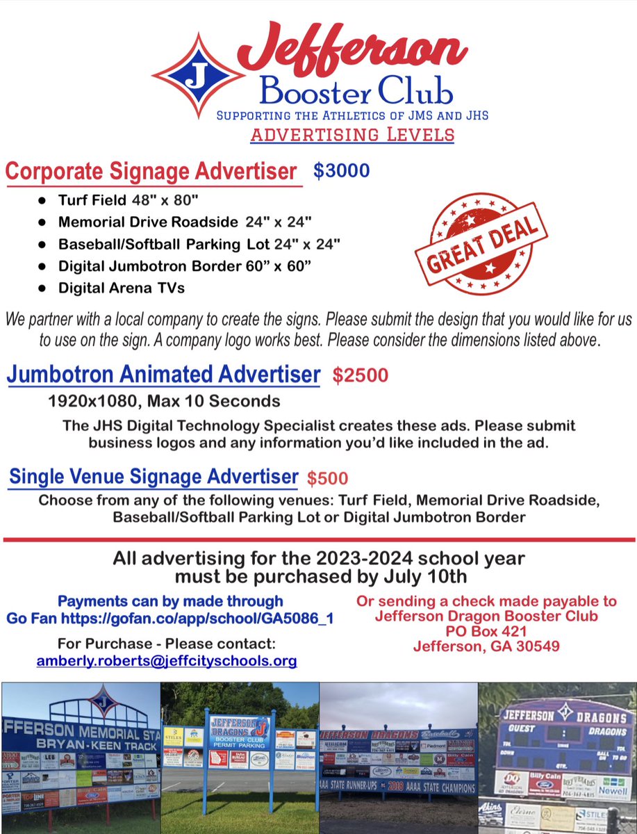 Help support JHS and JMS Athletics through the Booster Club!