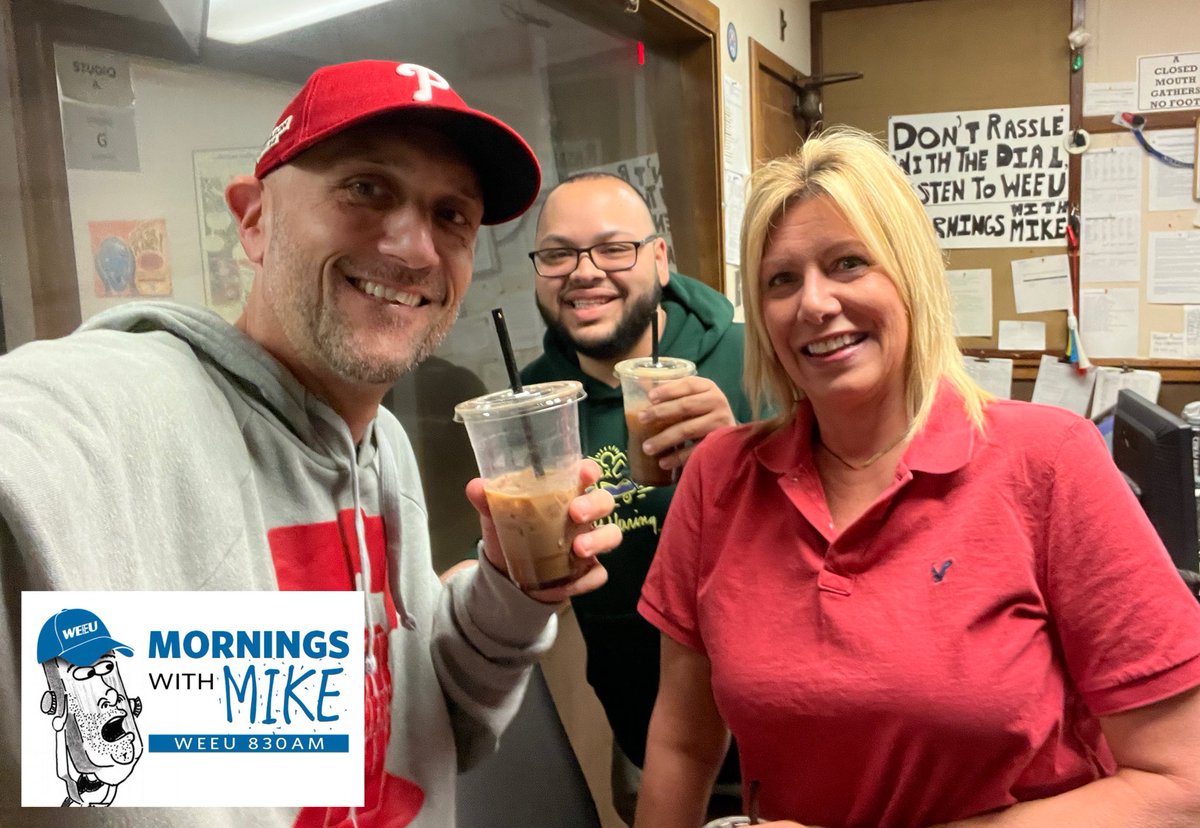 MikeKellerRadio's tweet photo. It was a tasty 8am hour on @MwMWEEU thanks to Alicia from Max Crema's Coffee Roasters!
Stop by and see her at the Shillington Farmers Market Thursday &amp; Friday from 7am to 3pm and Saturday from 8am to 2pm. https://t.co/J4ZrTN8iVf