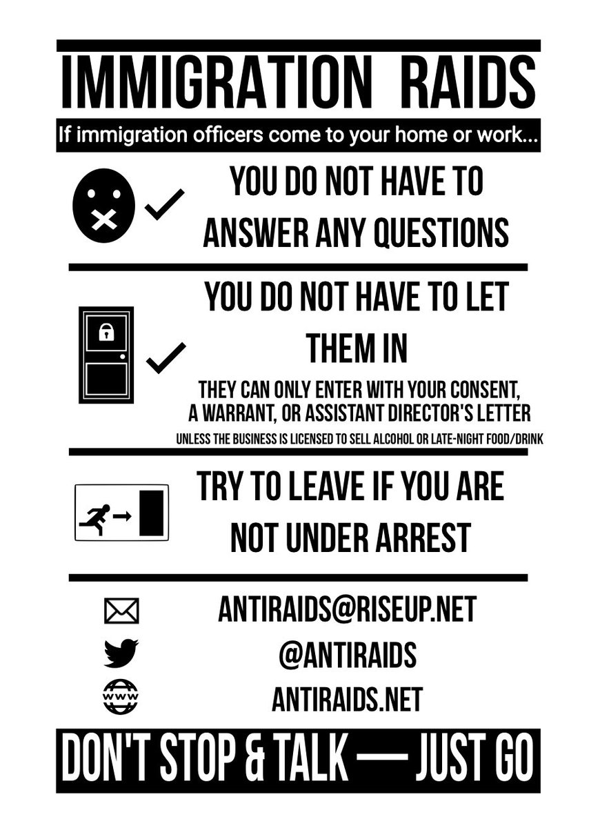 Meanwhile, anyone at #glastonbury2023 stopped by immigration enforcement or who sees someone else stopped, please refer to @AntiRaids information about your rights.

You do not have to stay & answer questions if you’re not under arrest. Please circulate this info widely 💪❤️