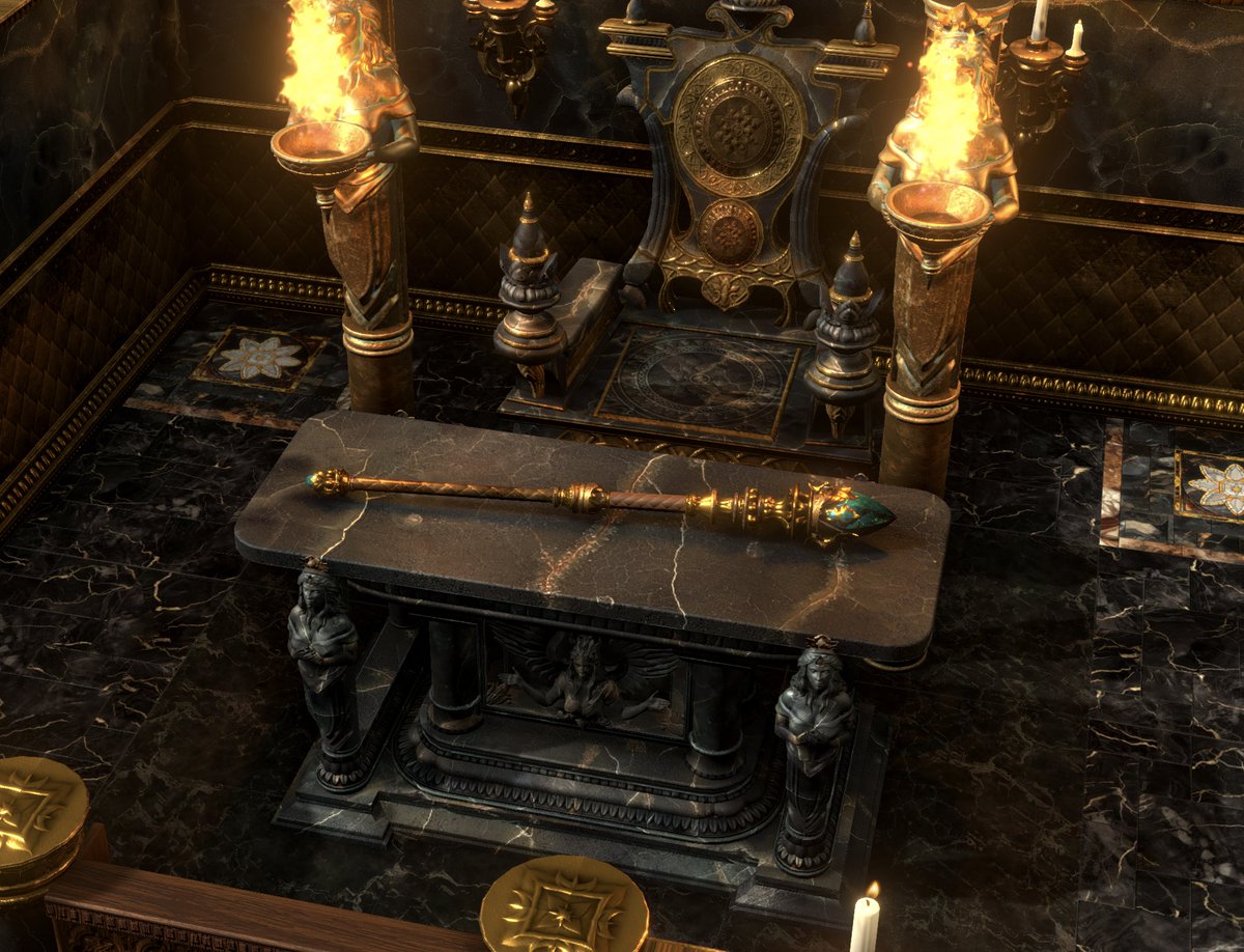 "Although the Arch Mage @altarvespa's Scepter possessed magical powers untold, it was mainly used for hitting peasants about the head."

The Treasury - Scepter of the Great Wizard Al'Tar, by the splendiferous @drawinggirlAiko

@wimdehert @karelcrombecq
#indiegamedev #ttrpg
