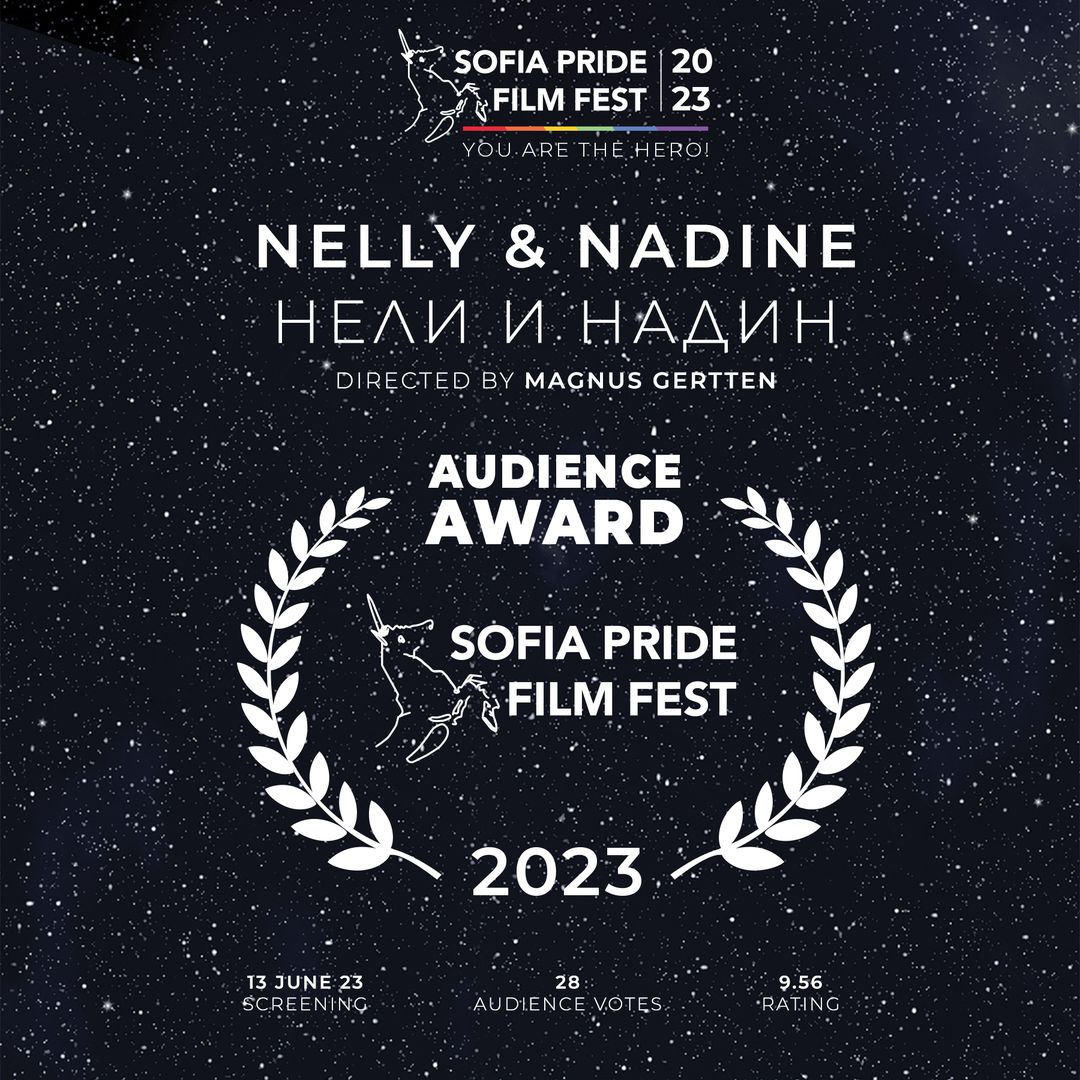 NellyNadineFilm's tweet photo. AUDIENCE AWARD AT SOFIA PRIDE FILM FEST 
Thank you to the wonderful audiences of the festival! Fantastic to be awarded by you. Here you can see the 23 international awards that Nelly &amp; Nadine have received so far: https://t.co/VlTM2oBhml
#NellyNadine #LoveIsLove #pride #FilmAward https://t.co/XHuNInnOUe