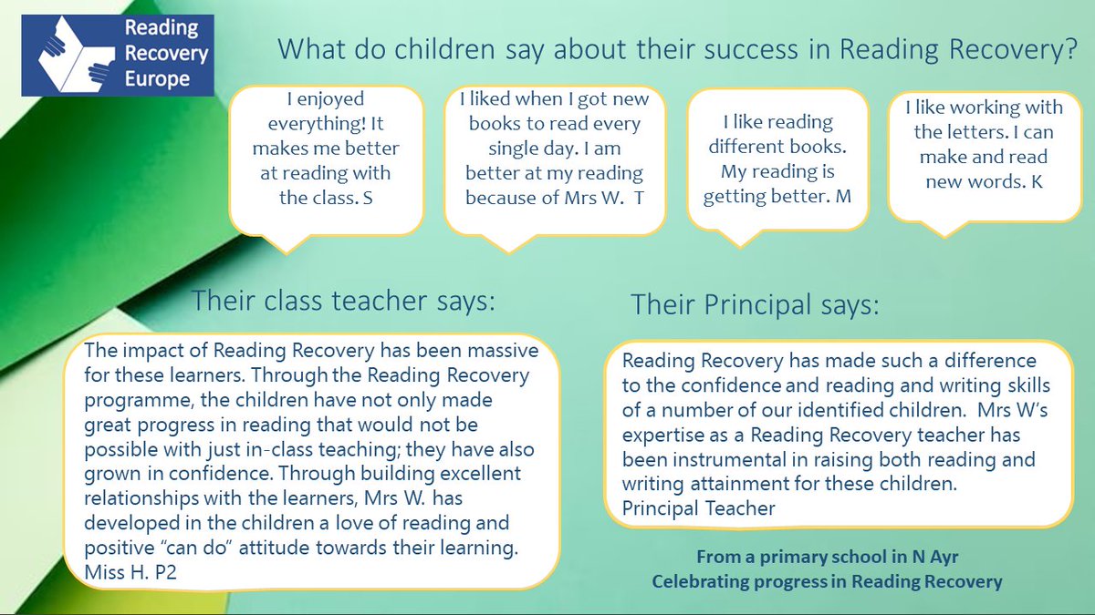 Children know when they are making progress and enjoying reading. And their teachers and school Principals notice too. Here are some reflections from children taught by Mrs W in North Ayrshire ... 
@NAC_PLA <a href="/NAC_Education/">North Ayrshire Education</a>  #RRECelebration